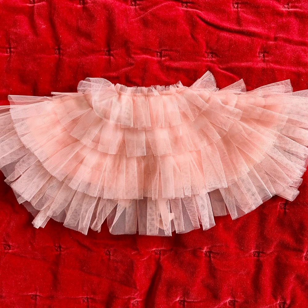 Joyfolie Girls Ruffled Rose Pink Tulle Capelet Collar - Picture 5 of 7